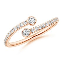 ANGARA Lab-Grown Ct 0.3 Bezel-Set Double Diamond Bypass Ring in 14K Solid Gold - £545.14 GBP