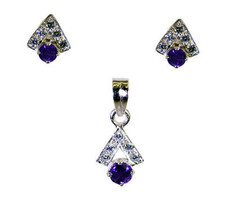 Idéal Améthyste 925 Sterling Silver Purple Pendant Set véritable... - £17.18 GBP