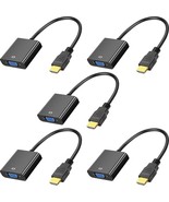 HDMI to VGA 5 Pack Gold Plated HDMI to VGA Adapter Male to Female for Co... - £31.78 GBP