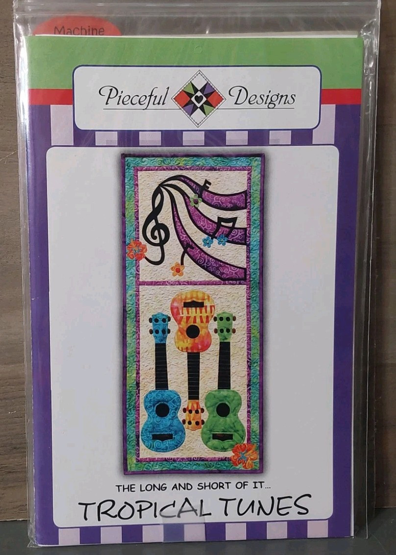 Pieceful Designs Tropical Tunes Applique Quilt Pattern Guitars Music Cle... - $9.55