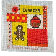 Sunset Finished Cross Stitch Gingerbread Cookie Jar  5&quot;x5&quot; Yellow Orange - €9,95 EUR