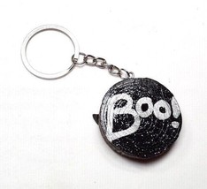 Round Halloween Black Bat BOO! Keychain Keyring Purse Charm - £4.66 GBP