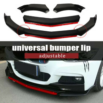 Glossy Black/Red Front Bumper Protector Body Splitter Spoiler Lip 3PCS Universal - £31.45 GBP