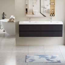 72&quot; Floating Bathroom Vanity: Black, Modern, 4 Drawers - $1,611.99