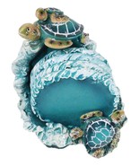 Marine Turquoise Blue Waves Sea Turtle Mother And Hatchling Family Coast... - $38.28 CAD