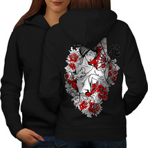 Geisha Flower Power Sweatshirt Hoody Japan Lady Women Hoodie Back - £17.53 GBP