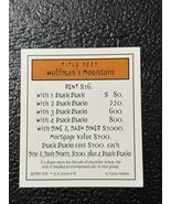 Monopoly Scooby-Doo Collectors Ed. Part: Title  Deed - Wolfman’s Mountain - $4.05