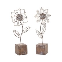 Floral Dcor (Set of 2) 14.5&quot;H Resin/Metal - £52.00 GBP