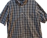 Chaps XL black white plaid button front short sleeve shirt men - $14.84