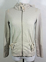 Ann Taylor Loft Lounge Womens Cardigan Small Beige Hoodie Sweatshirt Pockets - $14.99