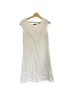 Lungo L’Arno White Linen Sleeveless Lace Trim Dress Small S Boho Coastal... - $41.58