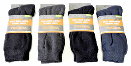 4 Pair Mens Warm Thermal Socks Cotton Rich Size 10-13 Cushioned Heel &amp; Sole - $9.89