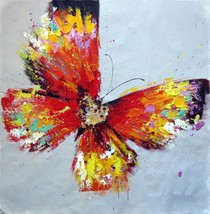 32x32 inches Butterfly  stretched Oil Painting Canvas Art Wall Decor modern001 - £78.18 GBP