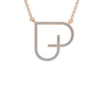 14K Diamond Heart Necklace, Solid Gold Necklace, Dainty Diamond Necklace - £664.70 GBP+