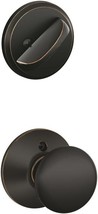 Schlage F59-PLY Plymouth Single Cylinder Interior Knob Deadbolt Aged Bro... - $41.58