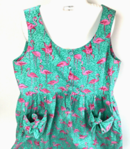 Vintage Flamingo Dress Handmade Mod Mumu tie pockets shift VLV Beach Tro... - £30.95 GBP
