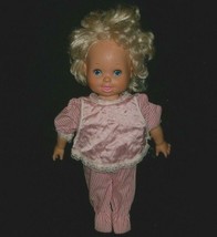 Vintage 1987 Playmates Doll Baby Grows Girl Toy Pink Pajamas Blonde Hair Works - $23.75
