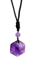 Amethyst Necklace Hexagram Pendant Purple Gemstone Protection Crystal Co... - $6.95