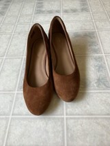 Clarks Artisan suede wedge heels women&#39;s Chestnut Tan Size 10 shoes - $46.39