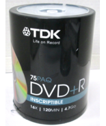 TDK Recordable /Inscriptible DVDs DVD+R  16X 4.7 Gb 75 Pack - New &amp; Sealed - $31.25 CAD