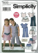 Simplicity Sewing Pattern 5633 Top Skirt Pants Shorts Girls Size 3-8 - £7.13 GBP
