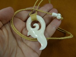 J-Whale-2a white WHALE TAIL PENDANT Necklace whales tails water buffalo material - £19.12 GBP