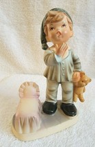 Royal Crown Vintage Figurine Yawning Young Boy with Teddy Bear  - $14.95