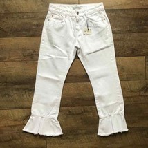 Zara Basic White Ruffle Hem Cropped Jeans Sz 2 34 NWT - £23.19 GBP