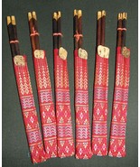 Set of 6 Chopsticks in Cloth cases with elephant emblishments - $15.00