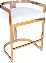 Counter Stool Contemporary Polished Gold Faux Leather Polyurethane Cushion Core - £814.54 GBP