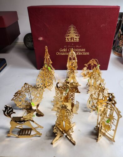 Primary image for DANBURY MINT 23k EP GOLD CHRISTMAS ORNAMENTS 3-1983 9-1984 12 PIECES TOTAL BOXED