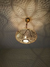 Pendant Lights Brass Moroccan Suspension Hanging Vtg Ceiling Chandelier Fixture - £157.48 GBP+
