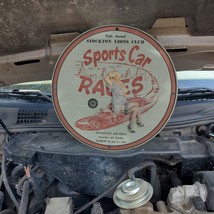 Vintage 1957 Stockton Lions Club Sports Car Races Porcelain Gas &amp; Oil Pump Sign - £98.32 GBP