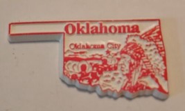Oklahoma die cut rubber fridge magnet white red Oklahoma City Native Ame... - £6.71 GBP