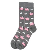 Men&#39;s Hipster Designer Pink Pigs Fly Take To The Sky Crew Dress Socks (G... - $21.14
