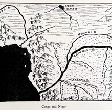 1932 Congo &amp; Niger River Map Van Loon Geography Print Antique Ephemera DWPP15 - $10.00