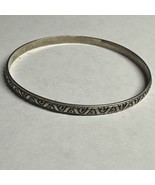 925 Sterling Silver Vintage Striped and Swirl Bangle Bracelet 7 3/4&quot; - $79.00