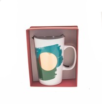 Starbucks Color Block Green Paint Stroke Ceramic Mug Cup Handle 16oz DOT - £32.16 GBP