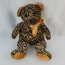 Mary Meyer 2000 Stuffed Plush Velour Tiger Print Teddy Bear Beanbag 8.5&quot; 12&quot; - £38.83 GBP