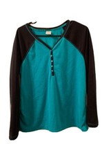 1pc Sonoma Life+Style Women&#39;s Blue &amp; Black Fleece Pajama Top Size Large  - £27.75 GBP