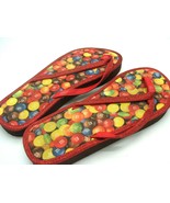 M&amp;M&#39;s Chocolate Candy Ruby Red Sparkle Glitter Flip Flops Large Size Siz... - £10.05 GBP
