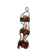 Plastic Elves on Rope Ladder Logs &amp; Poinsettia CHRISTMAS Pixie Plastic E... - $274.99 MXN