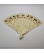 Vintage 1960s Italy Souvenir Carved Cream Celluloid Early Plastic Hand Fan - £27.60 GBP