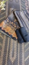 Pure Tusser Silk Unstitched Salwar Suit Set || Blue Color Zari Sequins work All  - £52.99 GBP