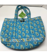 RARE Vera Bradley Bermuda Blue Medium Toggle Bag Tote HARD TO FIND ITEM - $47.52 CAD