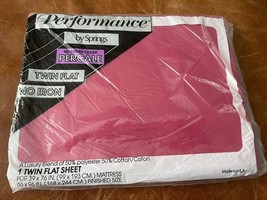 NOS Sealed Springs Performance TWIN No Iron Flat Sheet Berry Percale USA... - $220.56 MXN