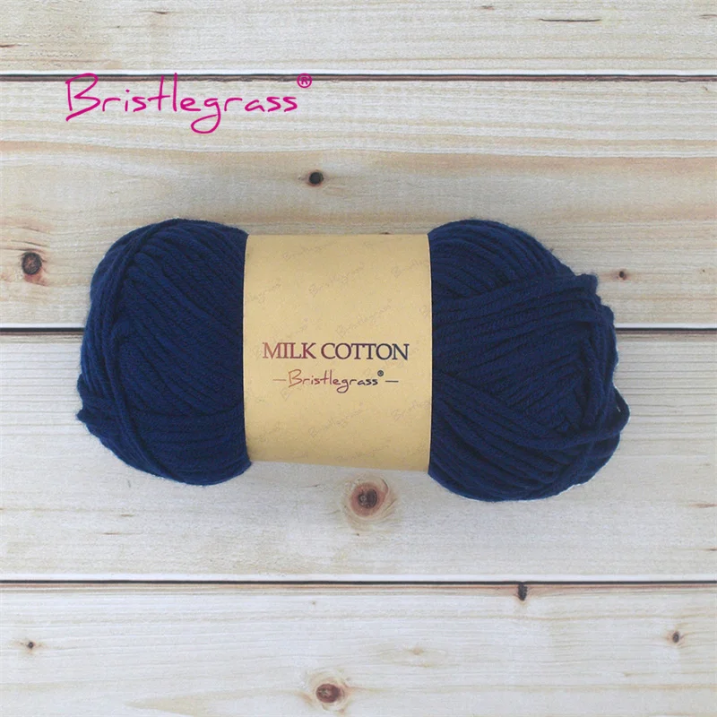 BRISTLEGRASS Acrylic Crochet Wool Yarn 50g Pom-poms Milk Cotton Hand -Navy - €2,57 EUR
