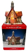 VTG Saint Nicholas Square Lighted Hand Painted Porcelain CHURCH Original Box - $24.74