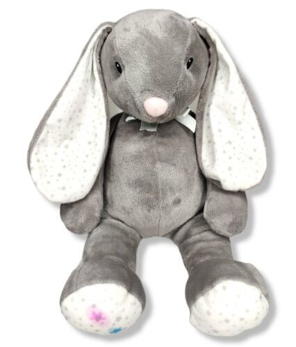 FAO Schwarz Gray Stars Bunny Rabbit Stuffed Plush Soft Toy Floppy Ears 17" 2017 - £7.91 GBP