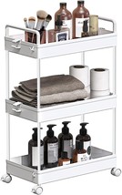 Rolling Storage Cart, 3 Tier Utility Cart, Mobile Slide Out, White; Solejazz. - £32.11 GBP